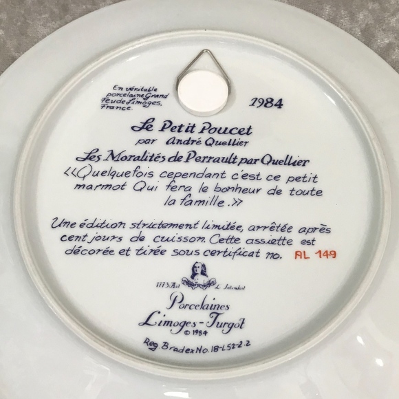 LIMOGES-TURGOT VINTAGE LE PETIT POUCET PLATE - Picture 3 of 3